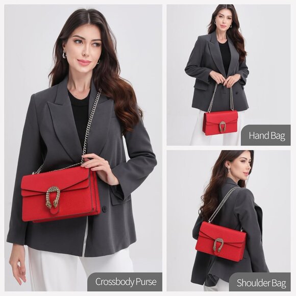 Fashion-Forward Red Leather Bag: Spacious Shoulder Tote for Everyday Use - Picture 2 of 9